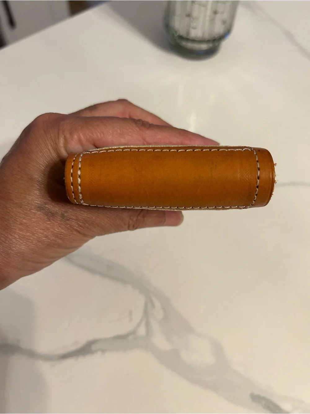 Mexican Small Leather Bifold Wallet with Embroidered Bull Motif - Kids/Adults